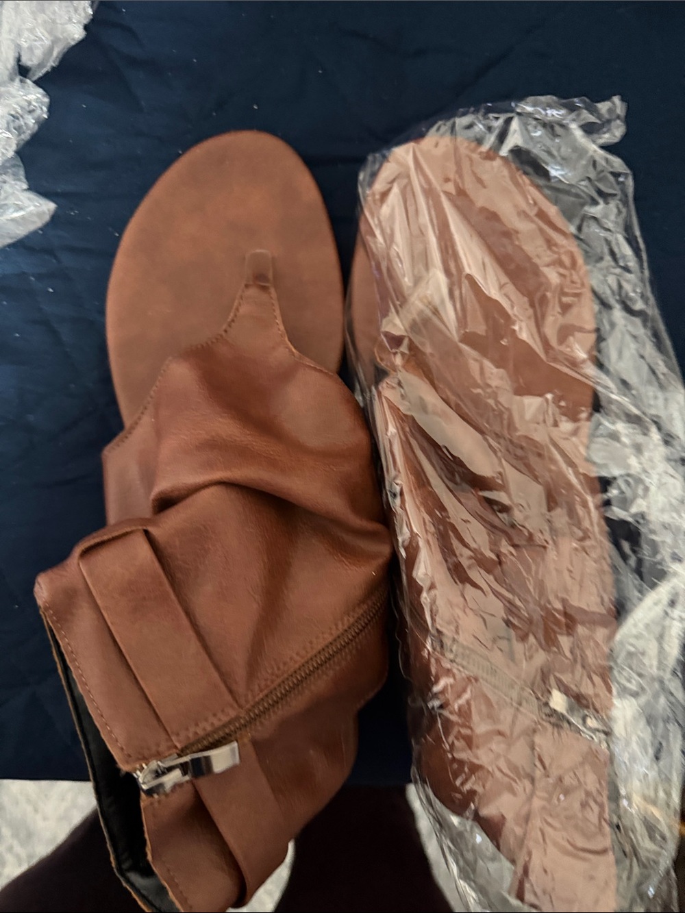 Brown Slouchy Thong Sandals
